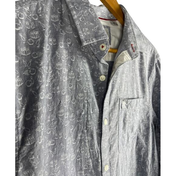 Original Penguin Button Down Gray & White Bowling Ball‎ & Pins Shirt Size Medium - Picture 7 of 9